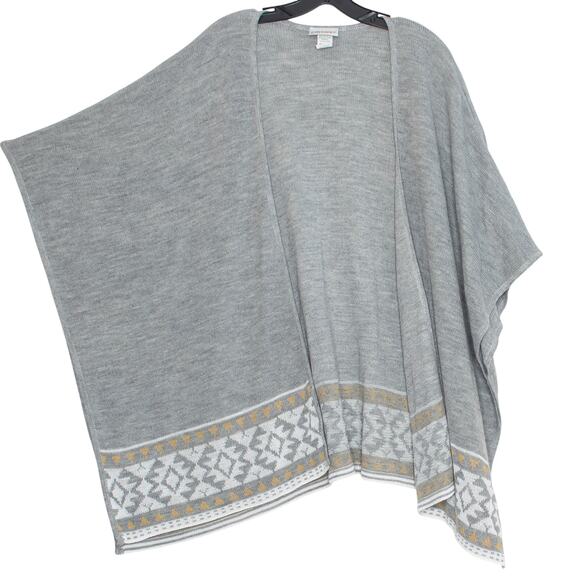 Catherines Cardigan Sweater Boho Oversized Open Kimono Casual Cozy Gray Size 0X - Picture 7 of 7